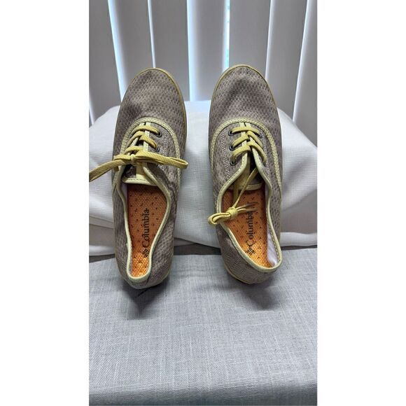 COLUMBIA VULC N VENT TEXTILE TRAINERS YELLOW WOMENS SZ 8.5 - Picture 1 of 12